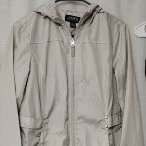 Jones New York Light Beige Polka Dot Raincoat Small